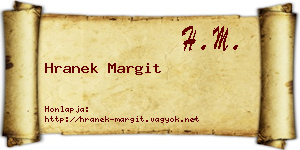 Hranek Margit névjegykártya